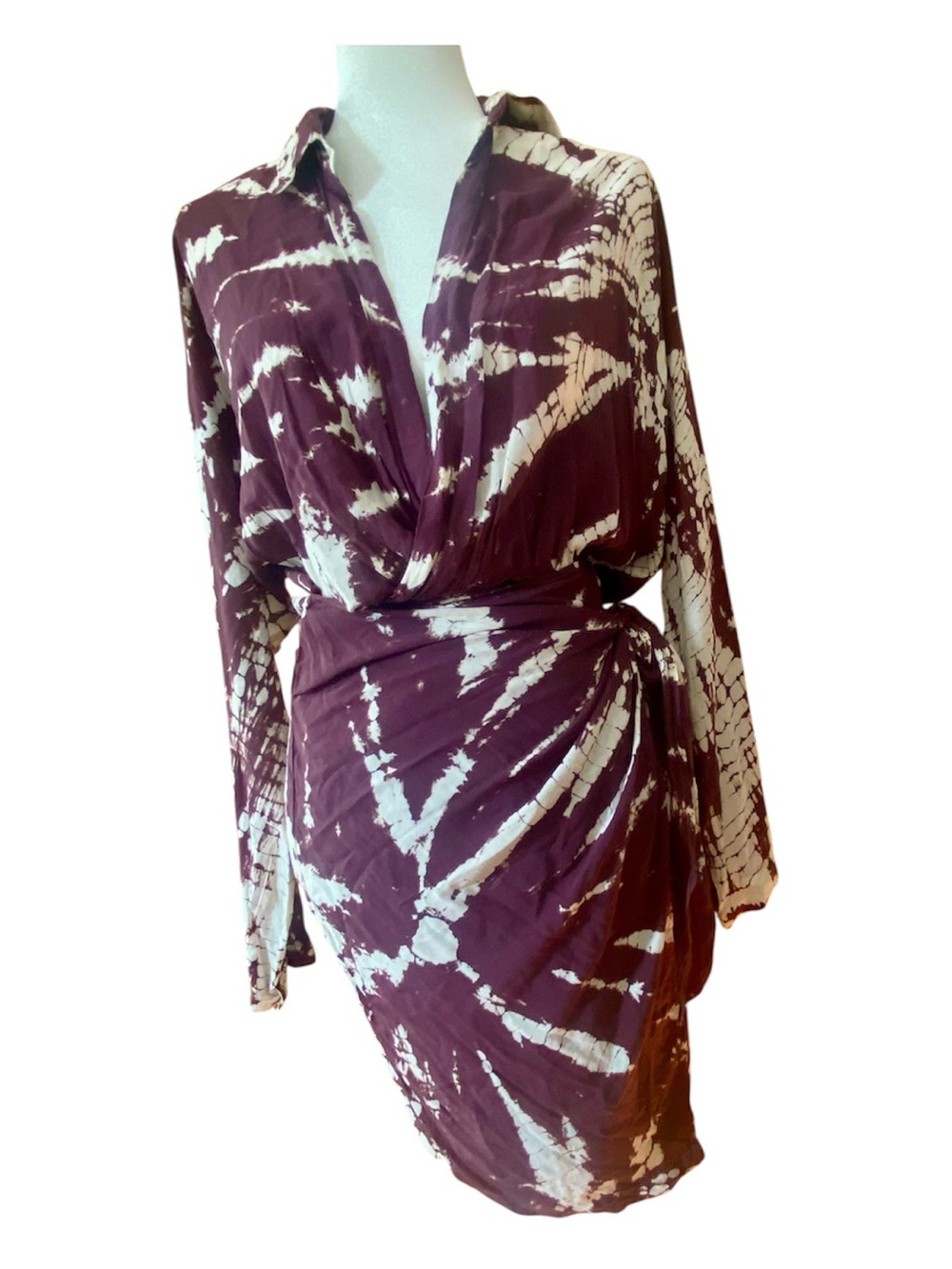 Young Fabulous & Broke Purple Tie Dye Wrap Mini Dress Medium